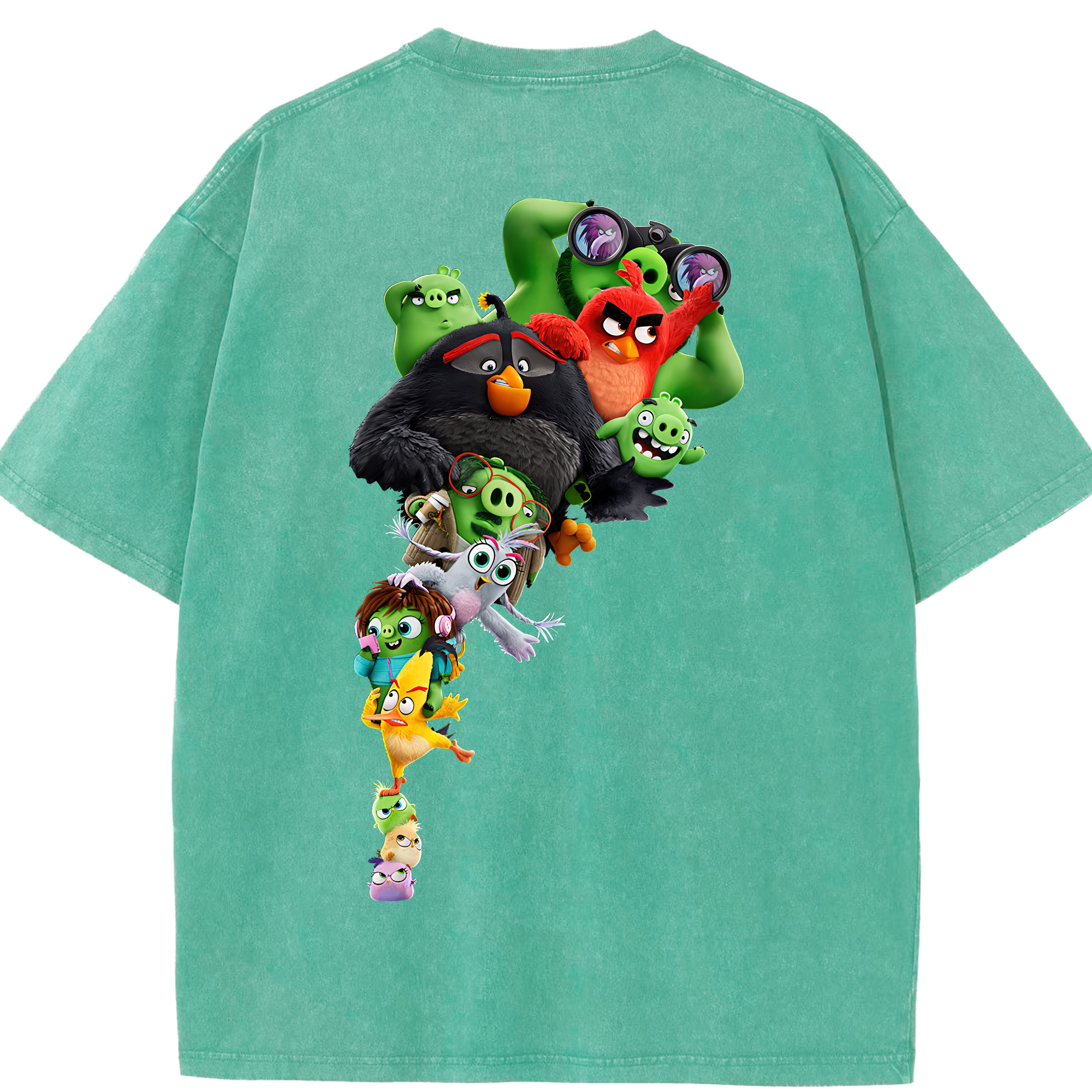 （画像用） Angry Birds アングリーバード 綿100% ヴィンテージ風 半袖Tシャツ（背面プリント）